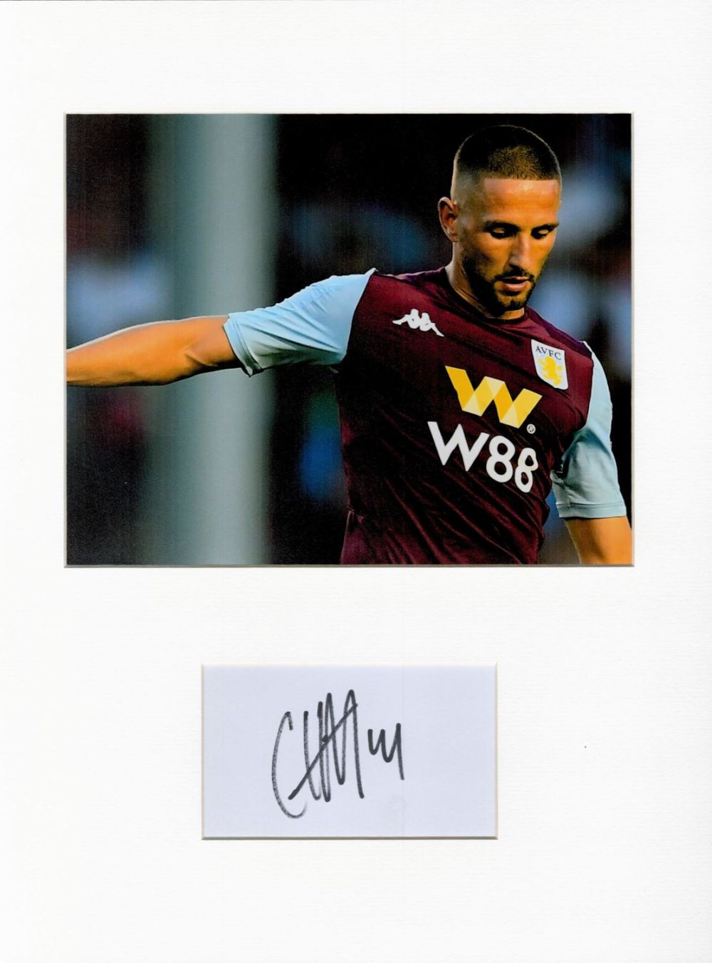 Lot 609: Football Conor Hourihane 16x12 overall Aston Villa mounted signature piece. Good Condition. All