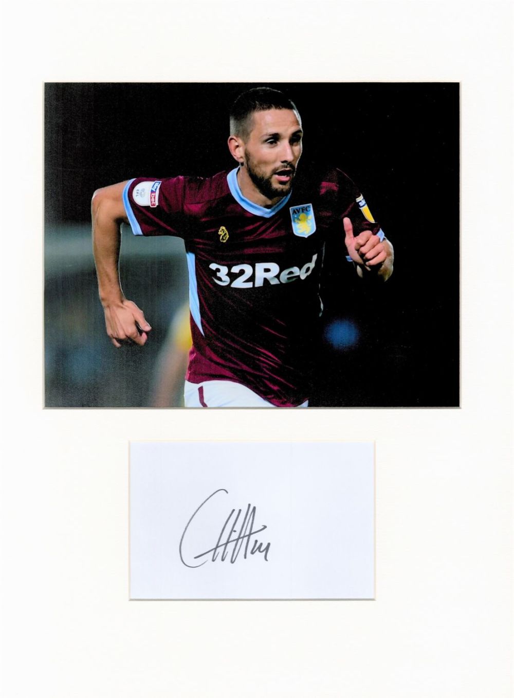 Lot 610: Football Conor Hourihane 16x12 overall Aston Villa mounted signature piece. Good Condition. All