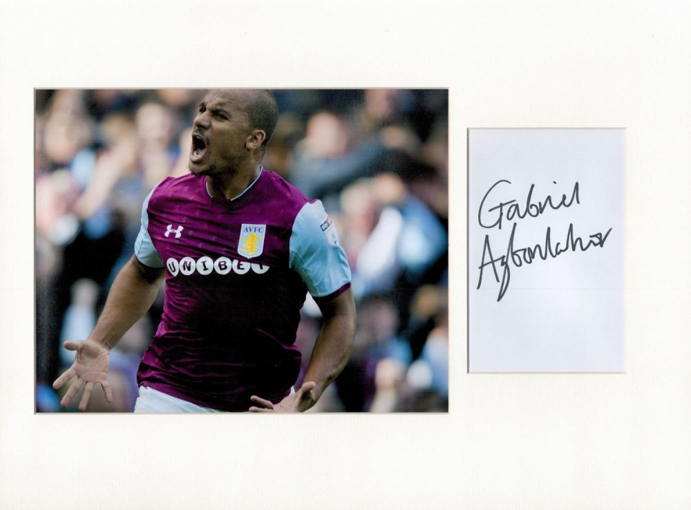 Lot 618: Football Gabriel Agbonlahor 16x12 overall Aston Villa mounted signature piece. Good Condition. All