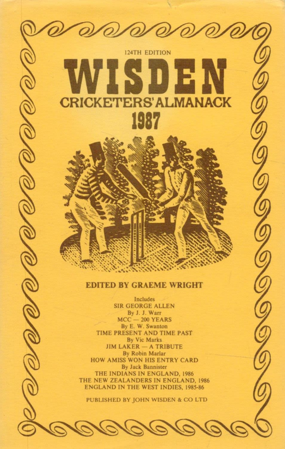 Lot 108: Wisden Cricketers' Almanack 1987 Edited by Graeme Wright...