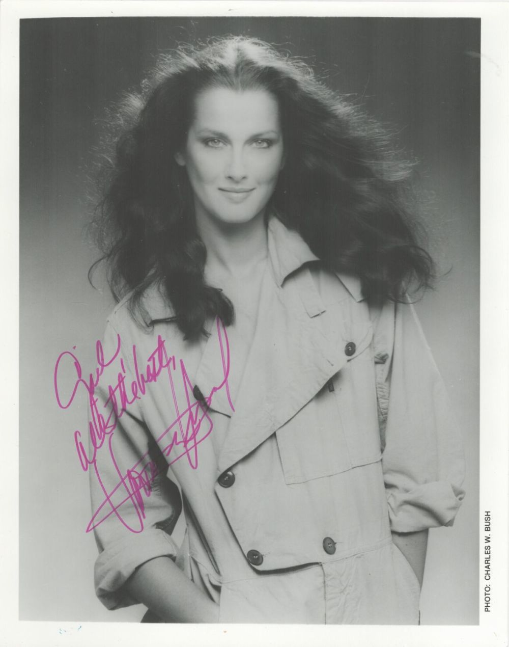 Lot 505: Veronica Hamel signed 10x8 inches black and white...