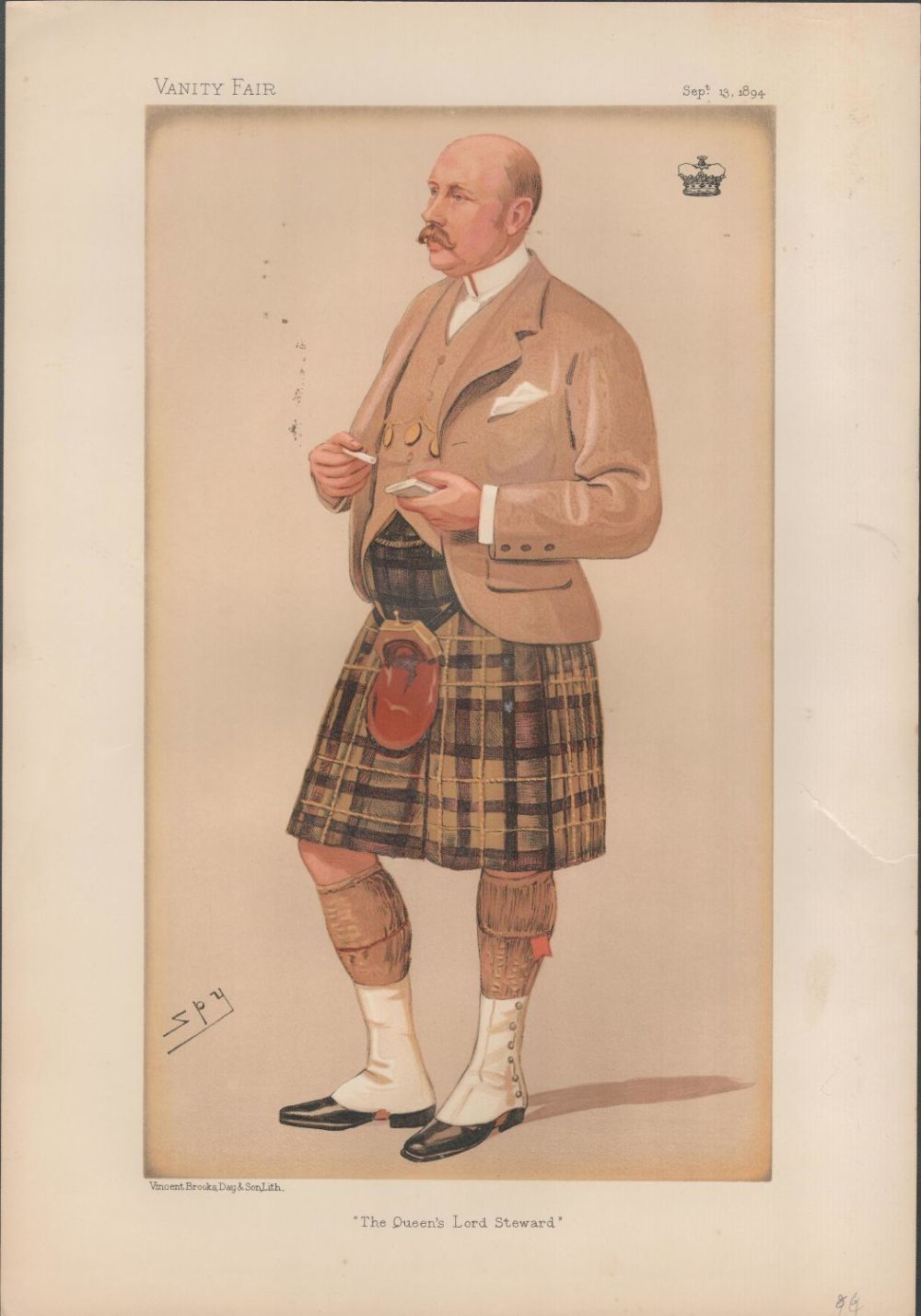 Lot 566: Vanity Fair print. Titled The Queens Lord Steward....