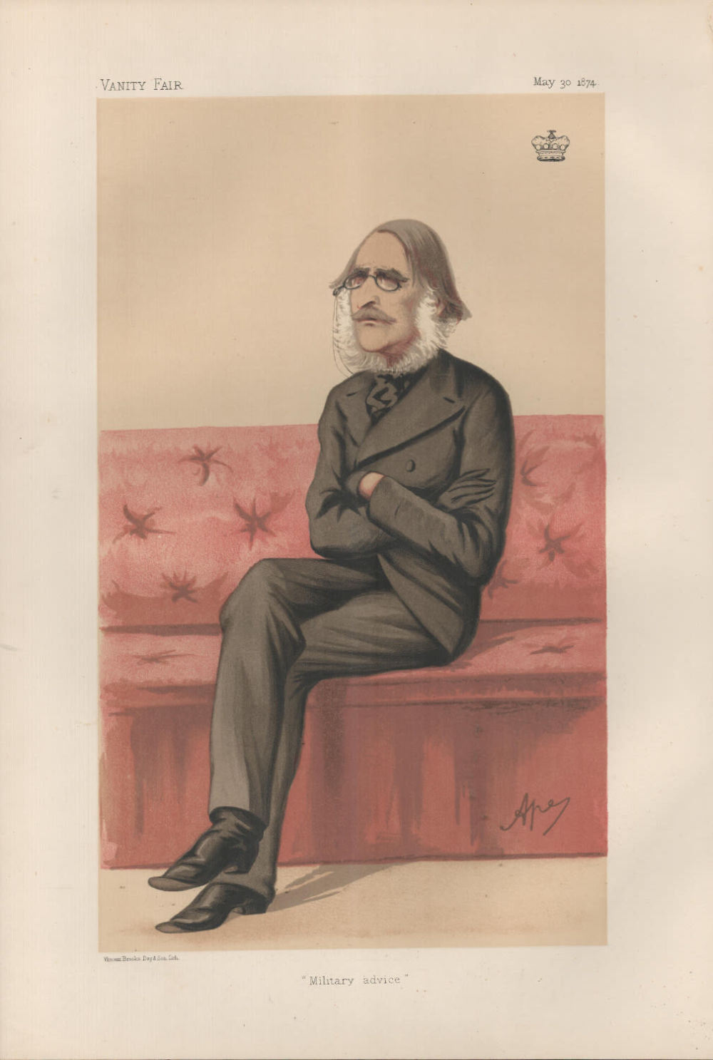 Lot 579: Vanity Fair print. Titled Military advice. Subject Lord...