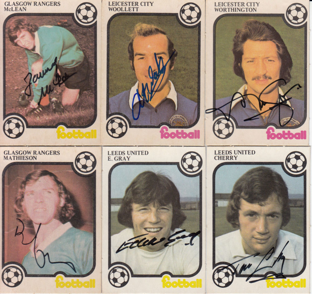 Lot 593: Football Autographed Monty Gum 1975/76 Trade Cards: A...