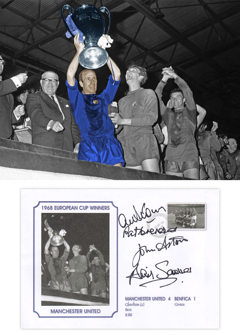 Lot 600: Football Autographed Man United 1968 Commemorative Cover On...