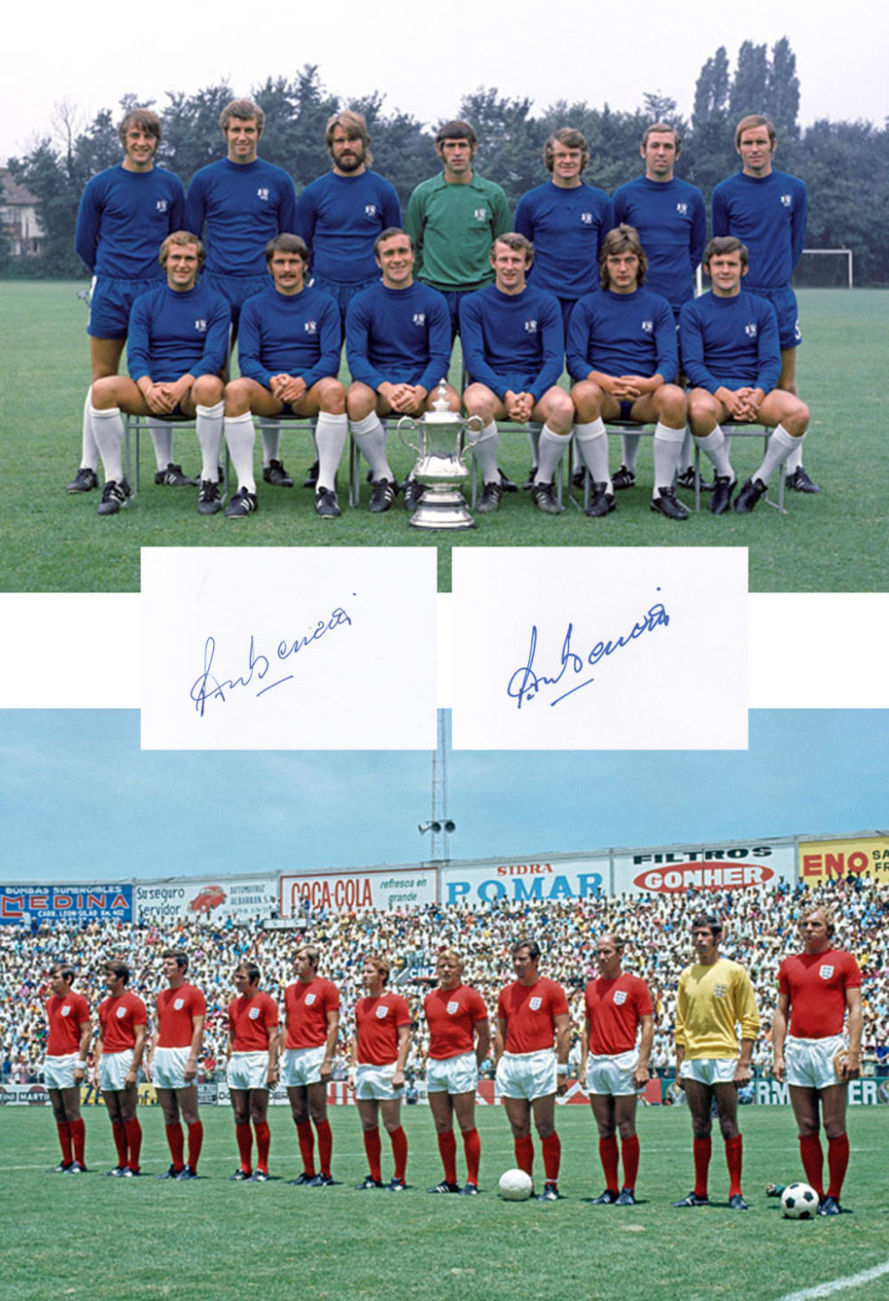 Lot 612: Football Autographed Peter Bonetti 1970 Presentations: Two White...