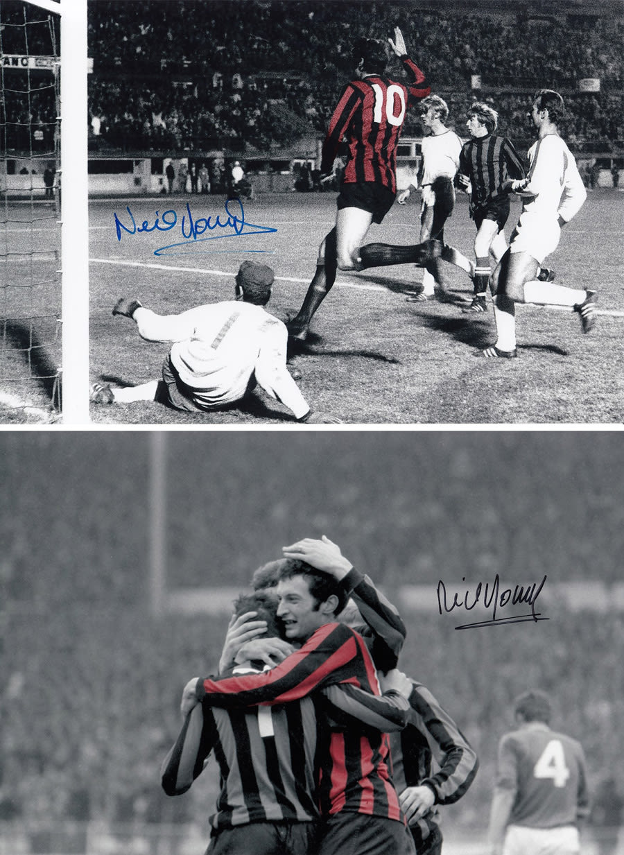 Lot 637: Football Autographed Neil Young 1969 & 1970 A...