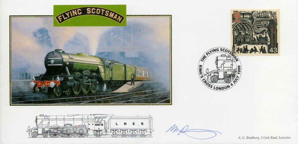 Lot 691: Mark Postlethwaite signed FDC. Flying Scotsman. L N...
