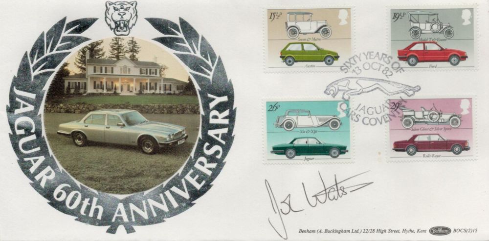 Lot 701: John Watson signed FDC. Jaguar 60th Anniversary. Single...
