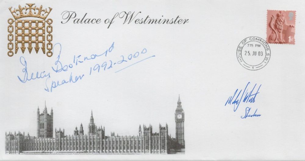 Lot 702: Betty Boothroyd & other signed FDC. Palace of...