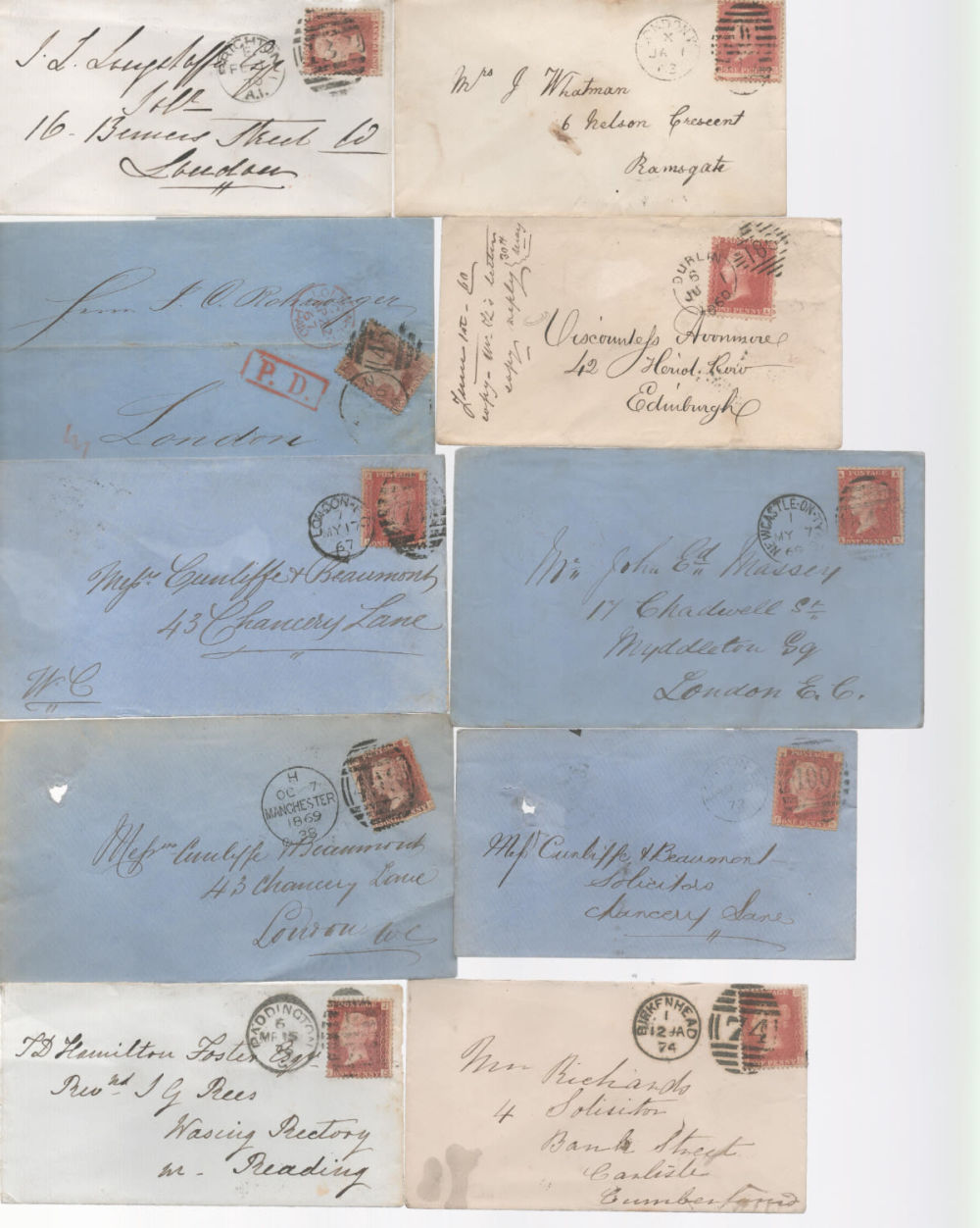 Lot 731: 1800s sixteen covers with one penny Red plate...