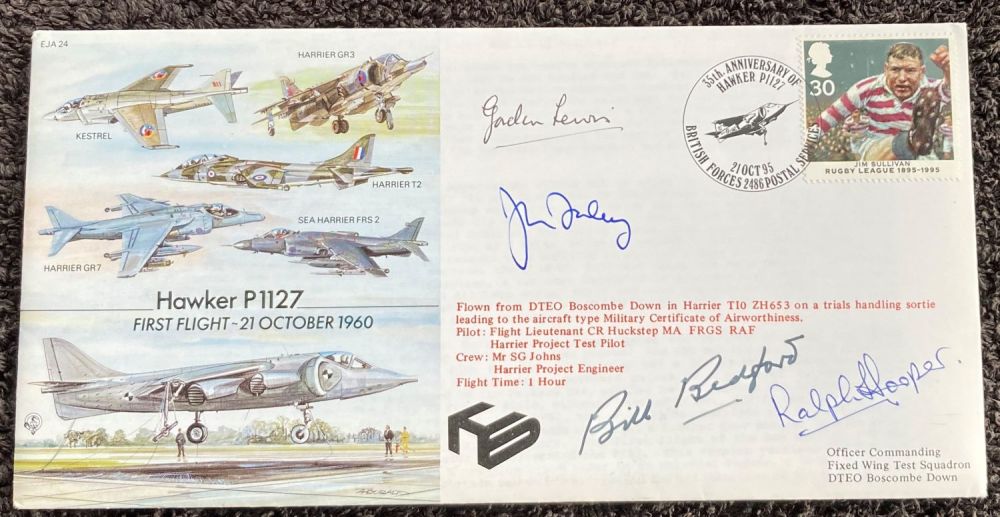 Lot 75: Hawker P1127 multiple signed Experimental Jet Aircraft cover...