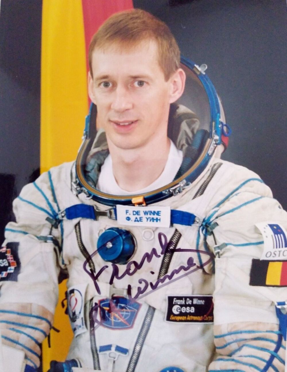 Lot 161: ESA Astronaut Frank De Winne signed colour portrait...
