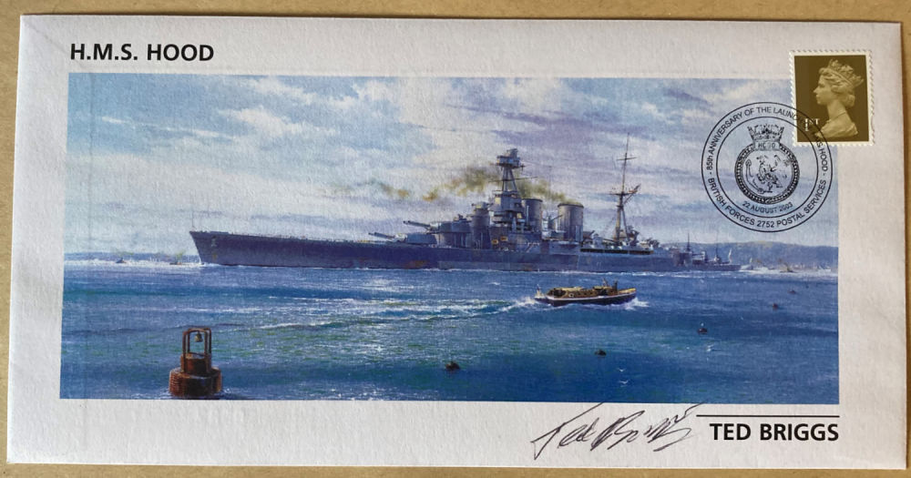 Lot 256: WW2 HMS Hood cover signed by one of...