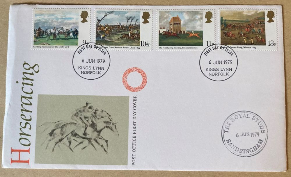 Lot 267: 1979 Horseracing FDC with scarce Kings Lynn FDI...