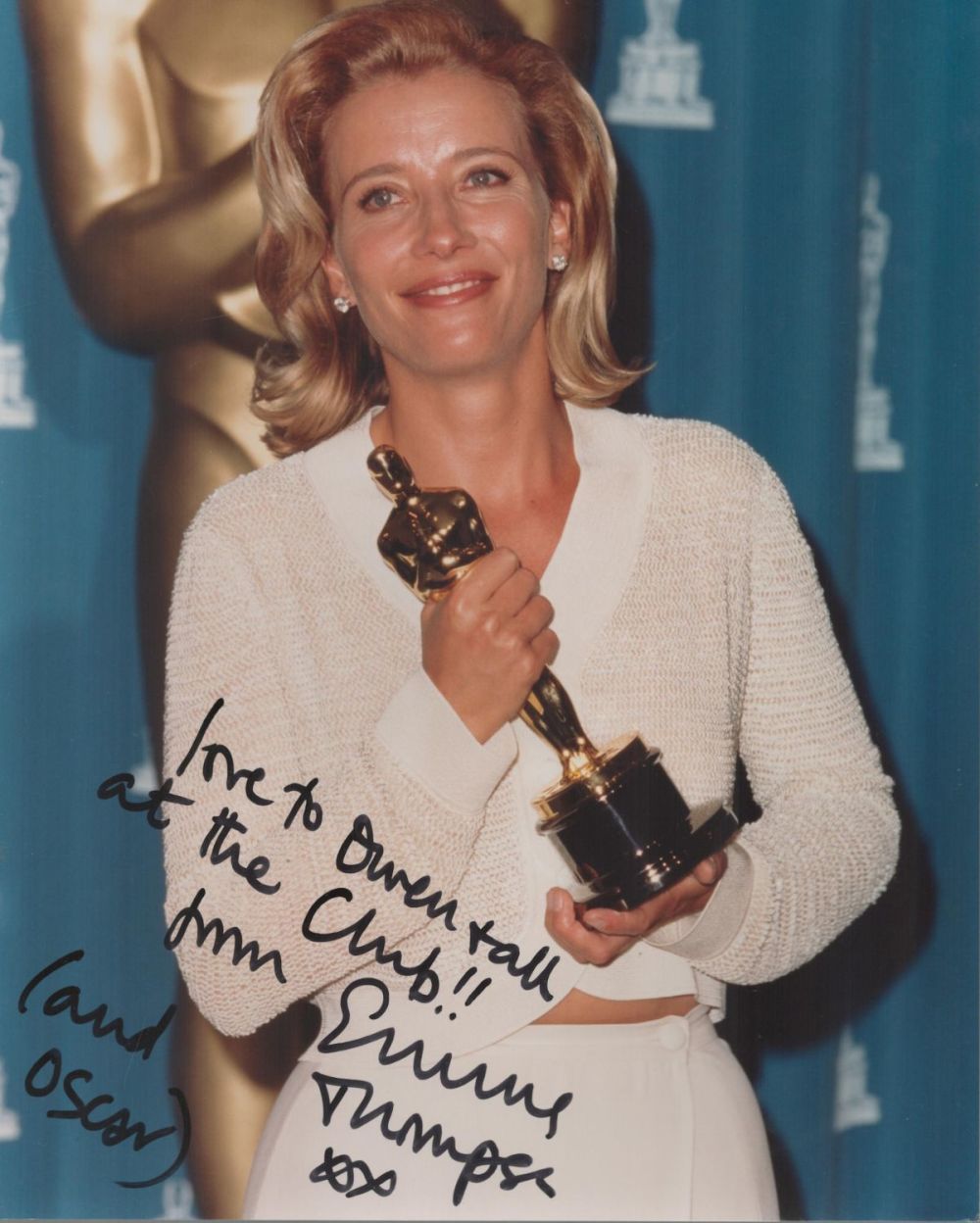 Lot 56: Emma Thompson, a signed and dedicated 10x8 photo,...