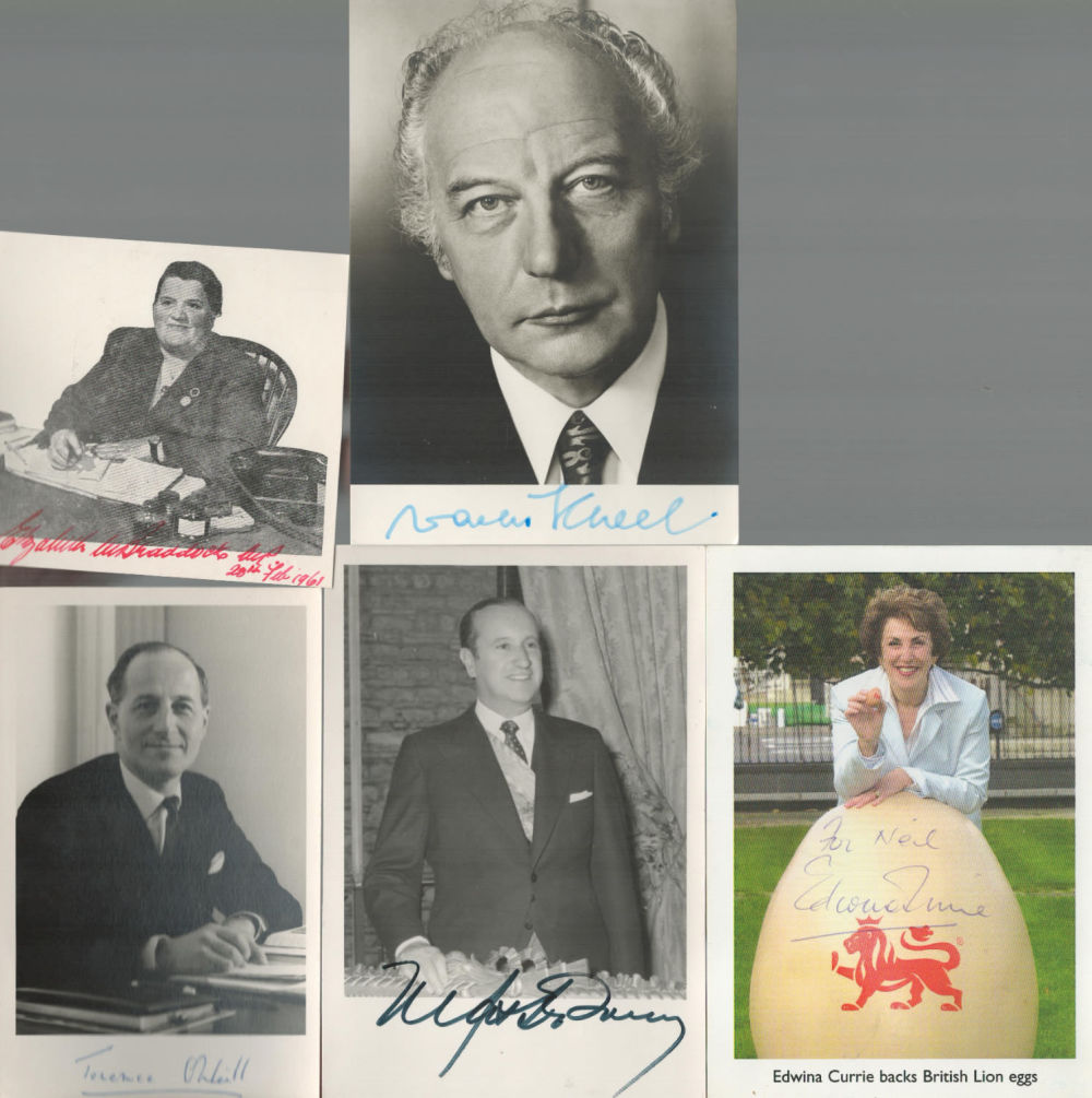Lot 64: Politicians, a collection of 5 signed vintage photos,...