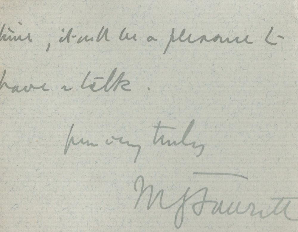 Lot 74: Millicent Fawcett signed note. Women's suffrage. Good Condition....