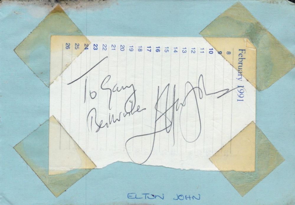 Lot 129: Music. Elton John Signed February 1991 Diary Page....