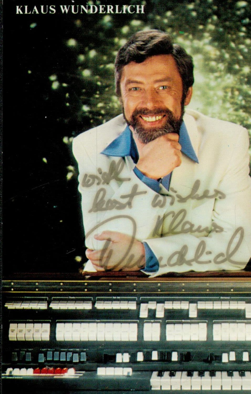 Lot 137: Klaus Wunderlich signed 6x4 colour promo photo. Good...