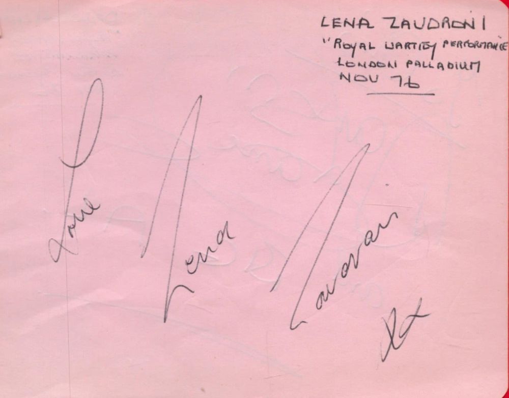 Lot 143: Lena Zavaroni signed album page. Dawson Chang on...