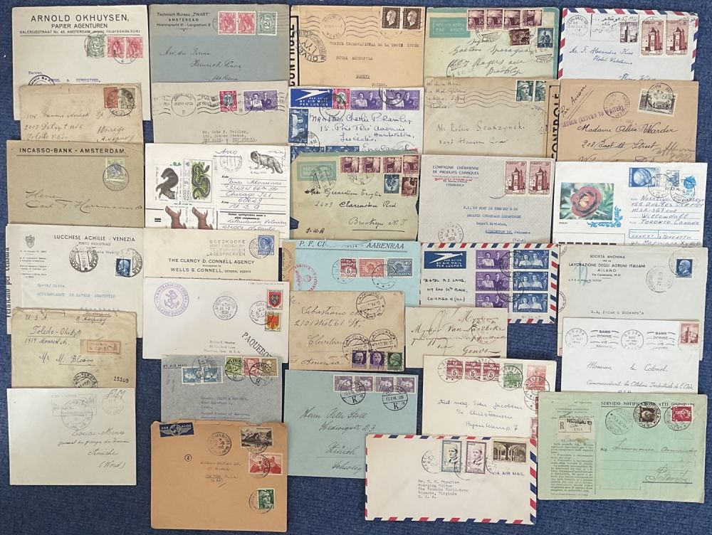 Lot 150: 30 vintage airmail covers with WW2 Censors. Various...
