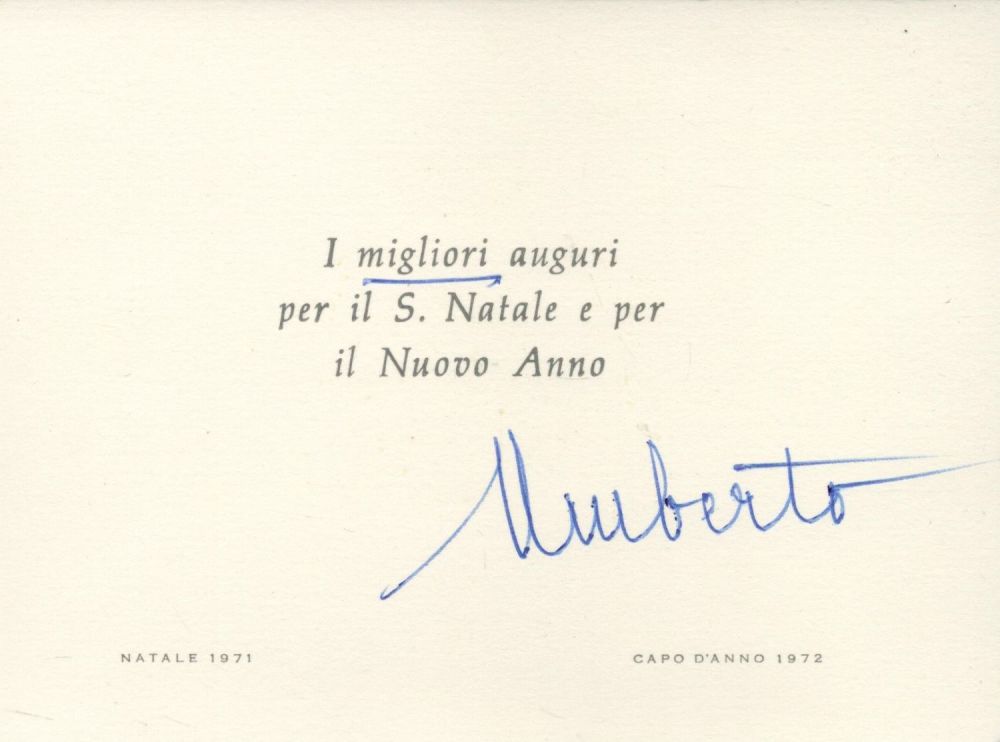 Lot 195: Historic. King Umberto II Signed Compliments Card in...