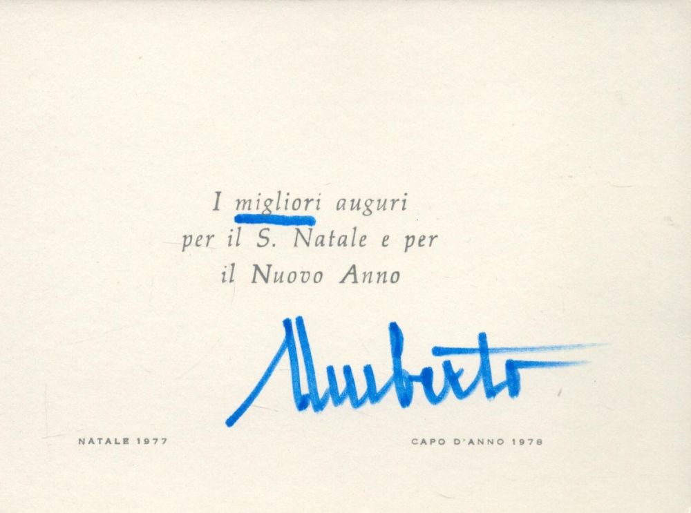 Lot 199: Historic. King Umberto II Signed Compliments Card in...