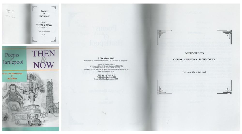 Lot 212: Dik Milner Signed. Poems of Hartlepool Then &...