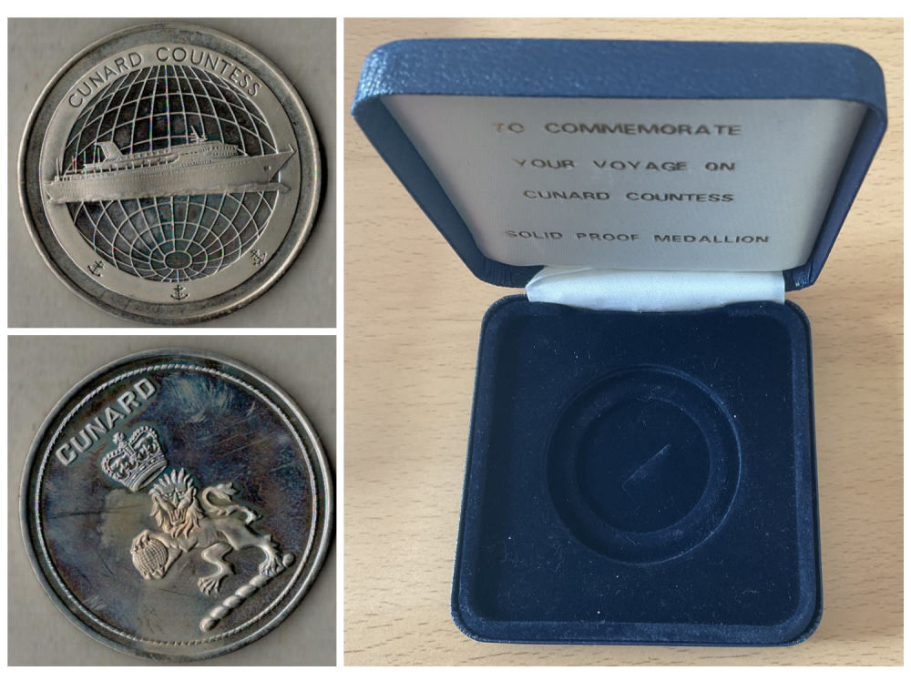 Lot 242: To Commemorate Your Voyage On Cunard Countess. Solid...