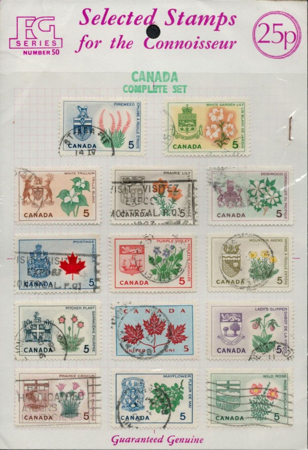 Lot 252: Canada complete set 14 Stamps. (Selected Stamps for...