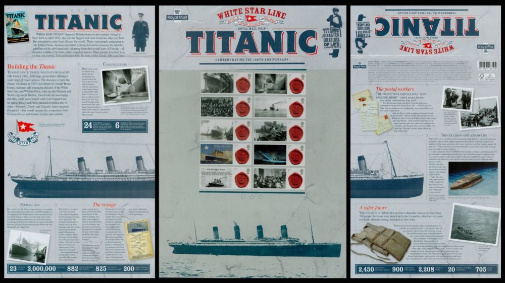 Lot 253: 10 First Class Stamps Royal Mail Ship TITANIC-Commemorating...