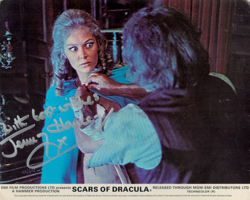 Lot 304: Jenny Hanley signed Scars of Dracula 10x8 inch...