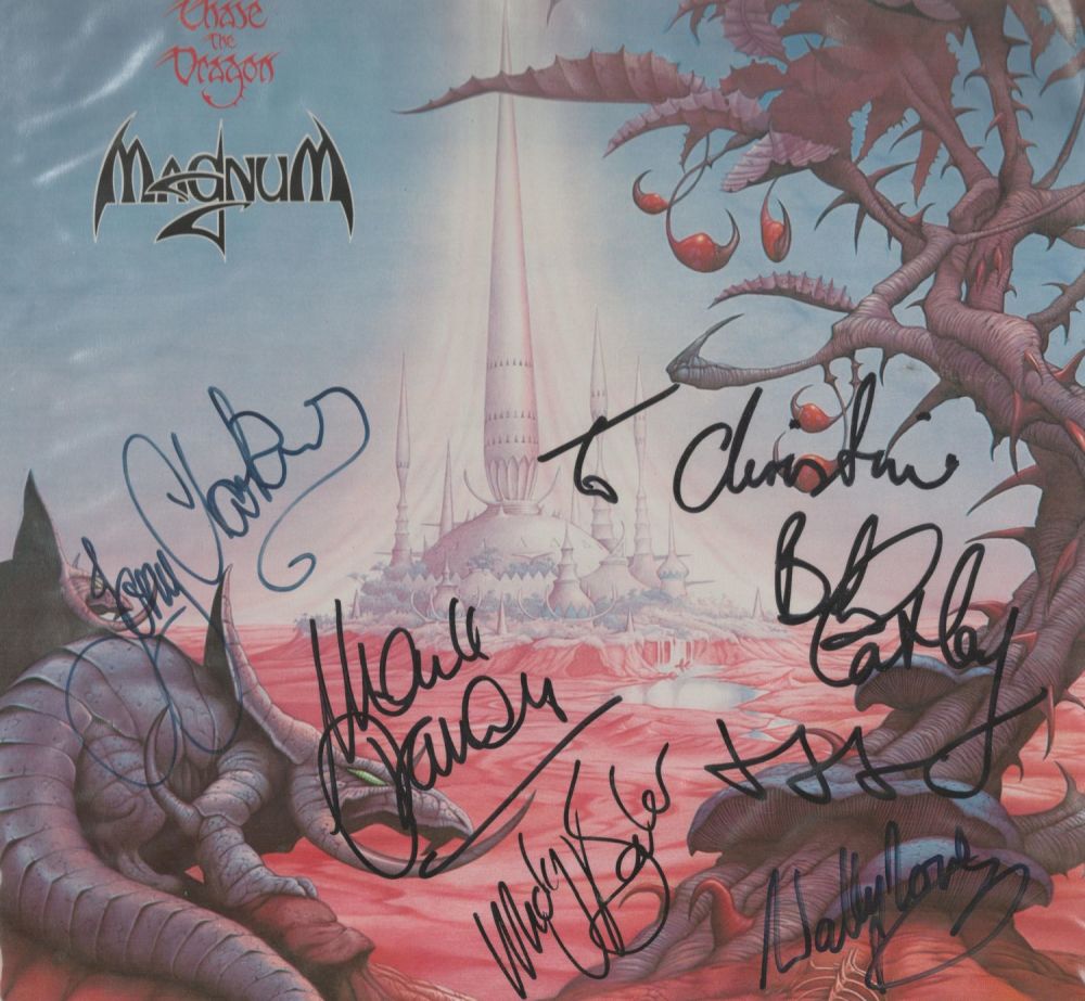 Lot 371: Magnum Chase The Dragon multi signed dedicated LP....