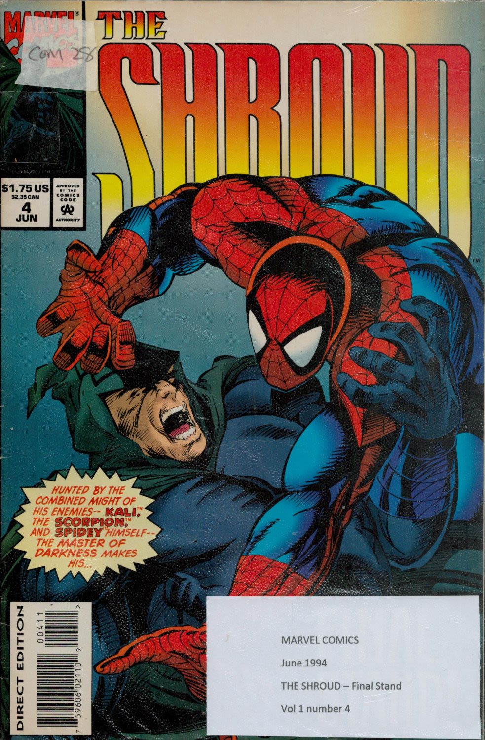 Lot 433: Marvel Comic The Shroud Final Stand June 1994...