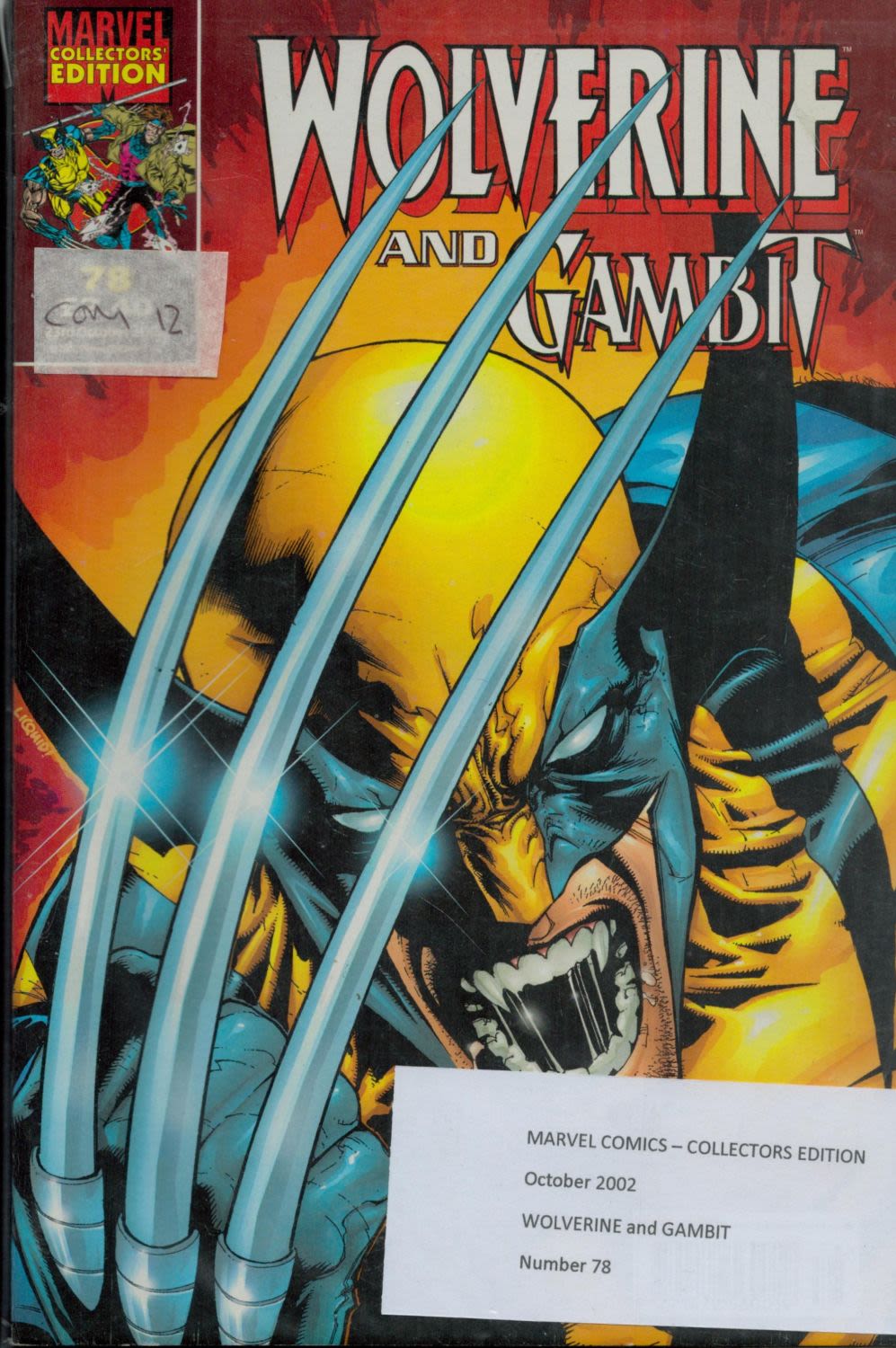 Lot 439: Marvel Comic Wolverine and Gambit Collector's Edition October...