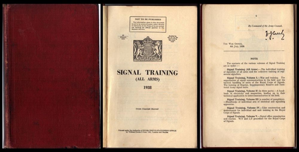 Lot 68: Signal Training (All Arms) 1938. Printed under authority...