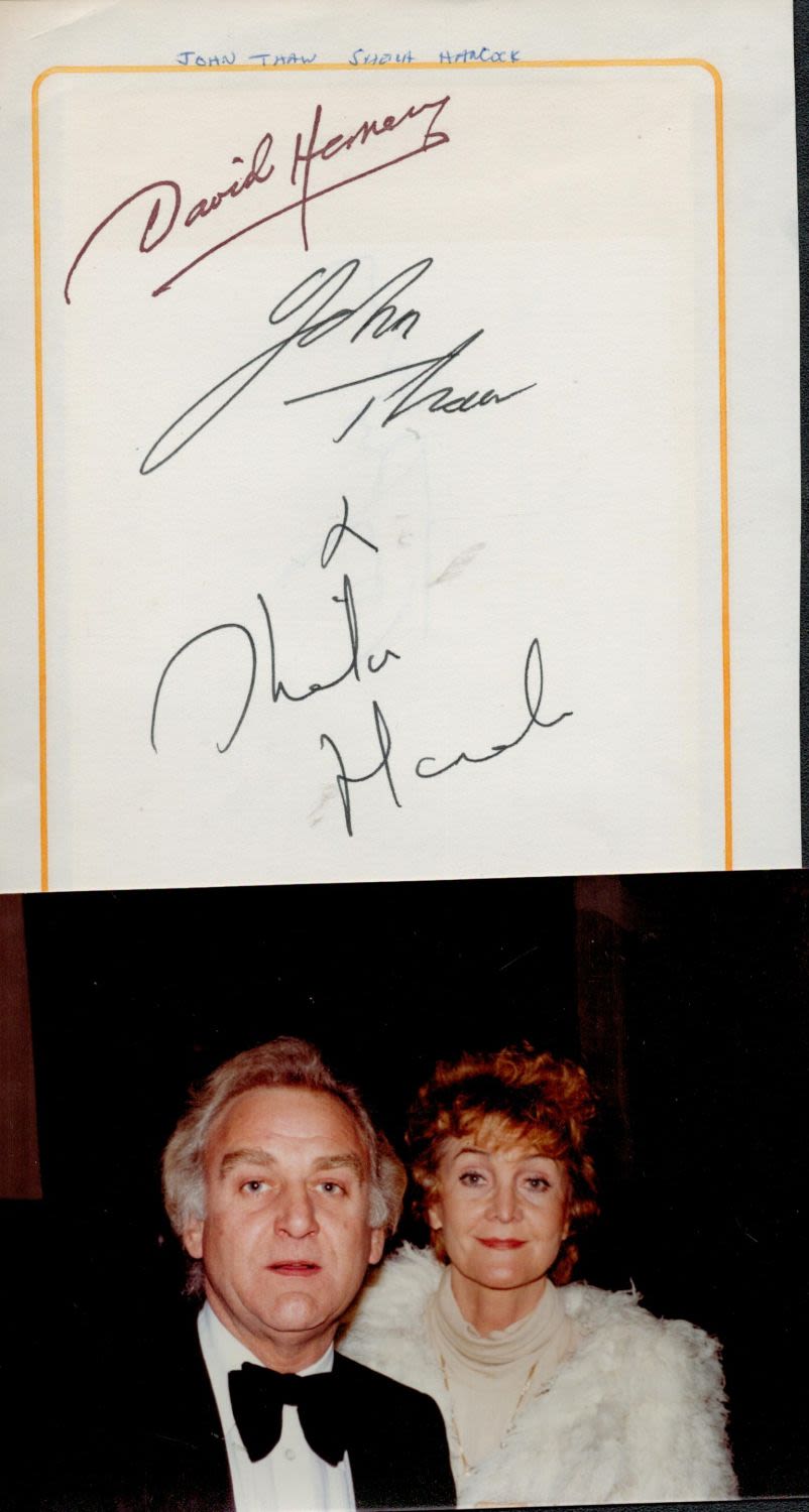 Lot 77: John Thaw and Sheila Hancock signed 8x5 album...