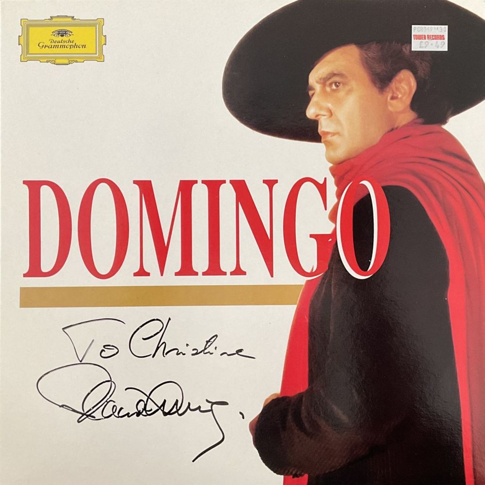 Lot 193: Placido Domingo signed Domingo album sleeve 33 rpm...