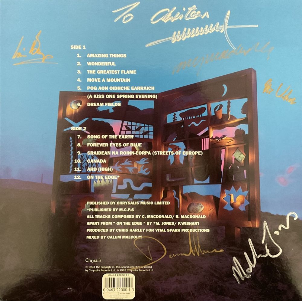 Lot 198: Runrig multi signed Amazing Things Album Cover 33...