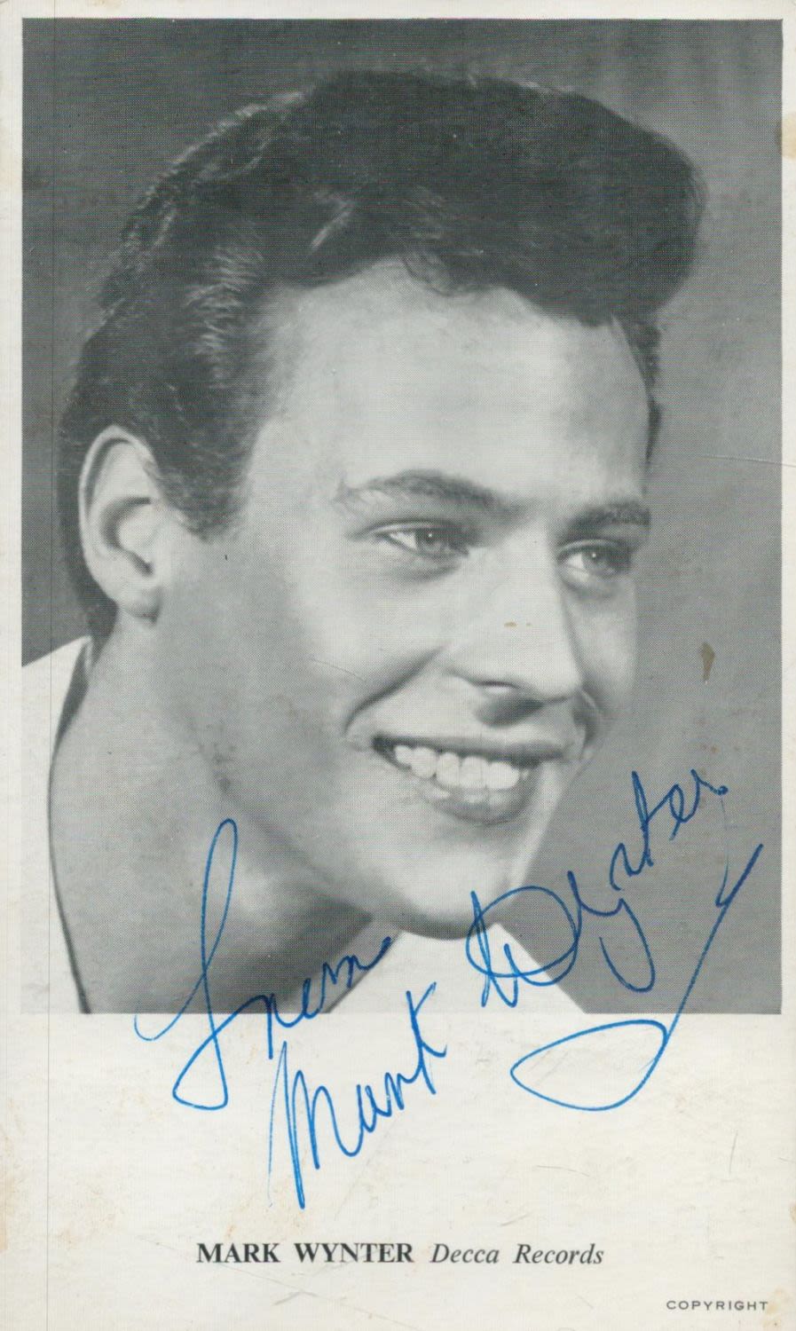 Lot 253: Mark Wynter Singer Signed Vintage Decca Records Promo...