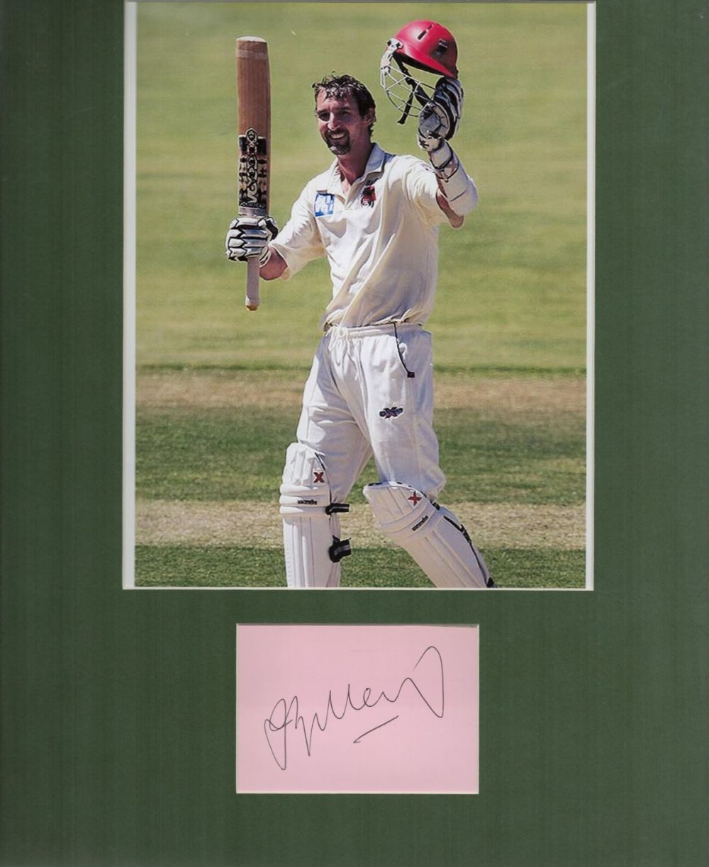 Lot 266: Jason Gillespie Signed Card With 12x16 Mounted Australia...
