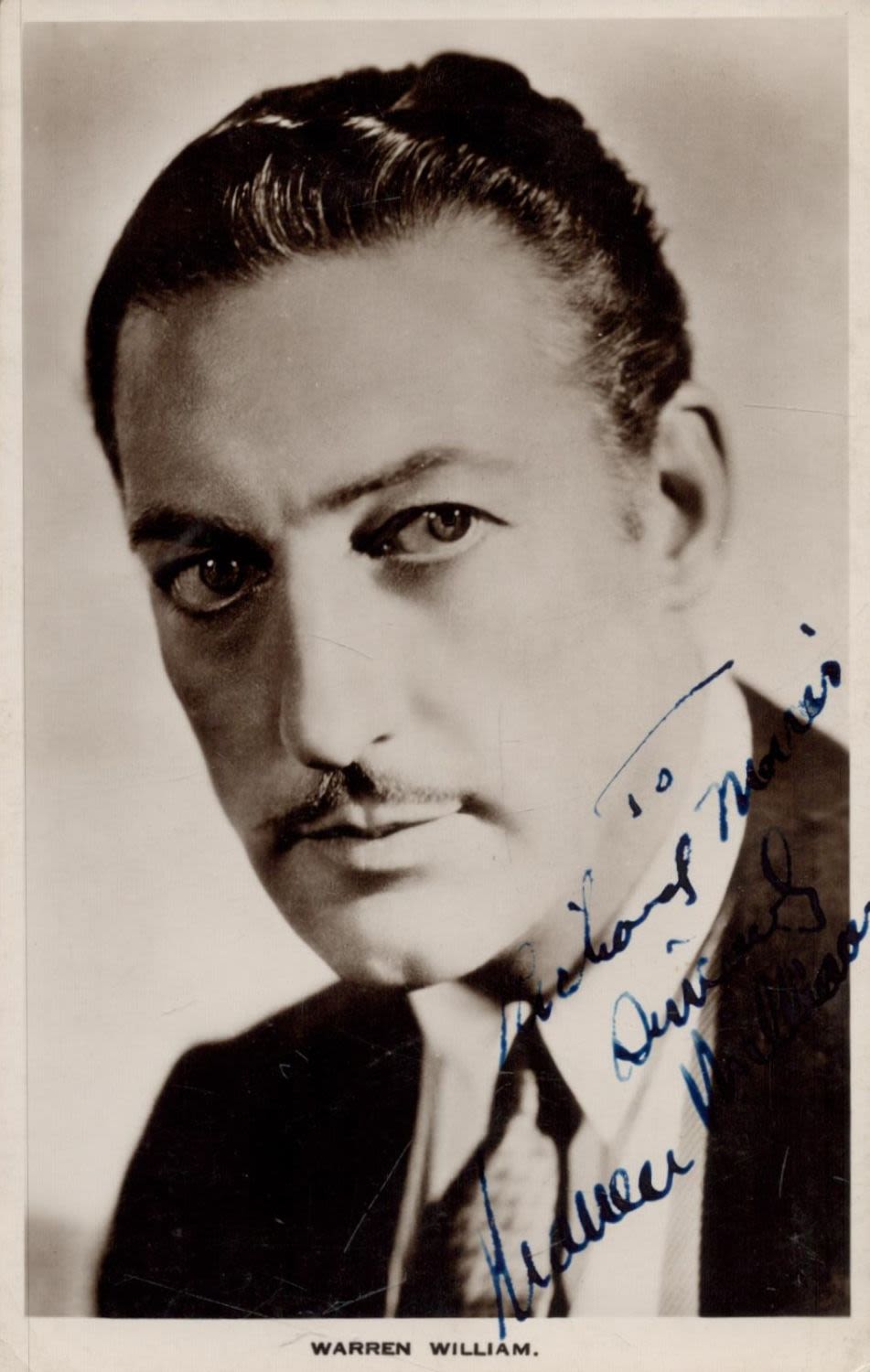 Lot 523: Warren Williams Signed 5x3 inch approx Black and...