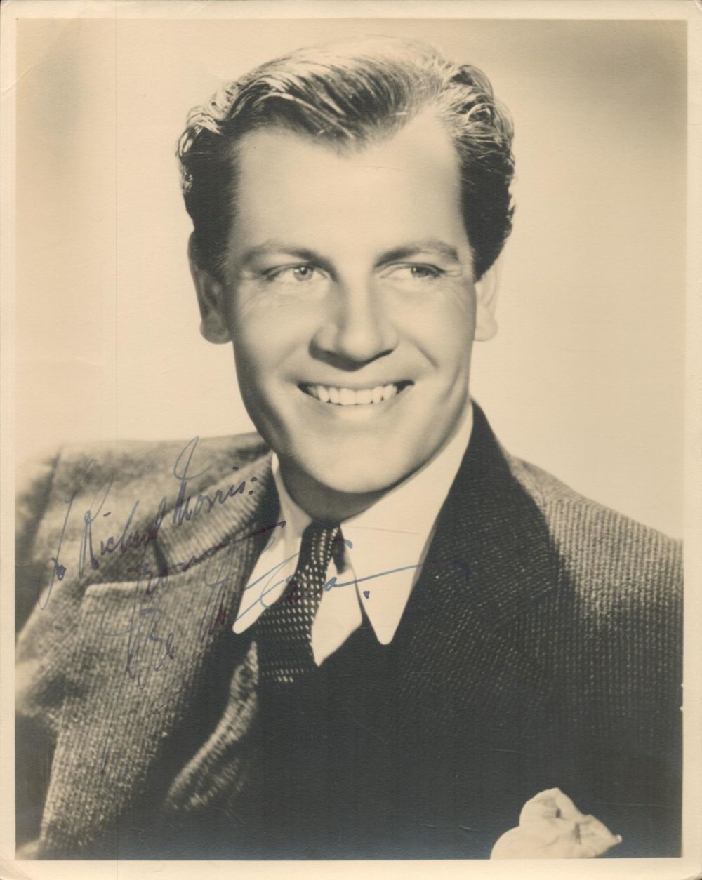 Lot 526: Joel McCrea Signed 10x8 inch Vintage Black and...