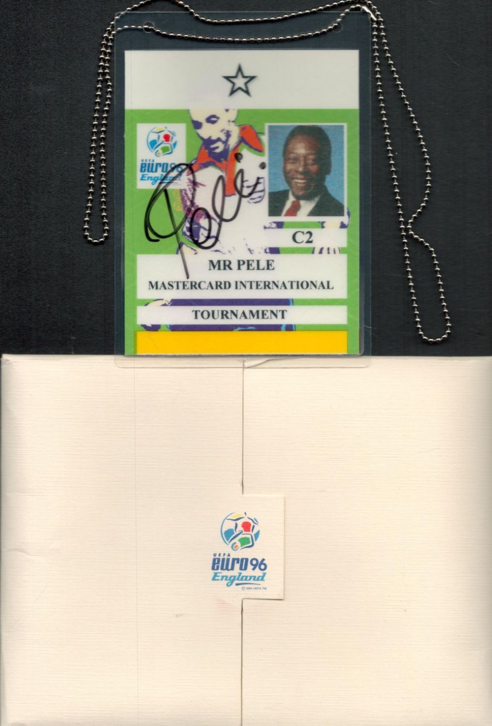 Lot 536: Pele signed official Euro 96 and I. D...