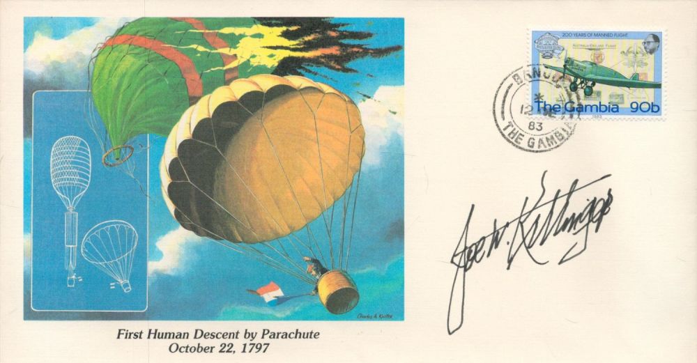 Lot 539: Joe Kittinger signed 1983 Gambia FDC comm. The...