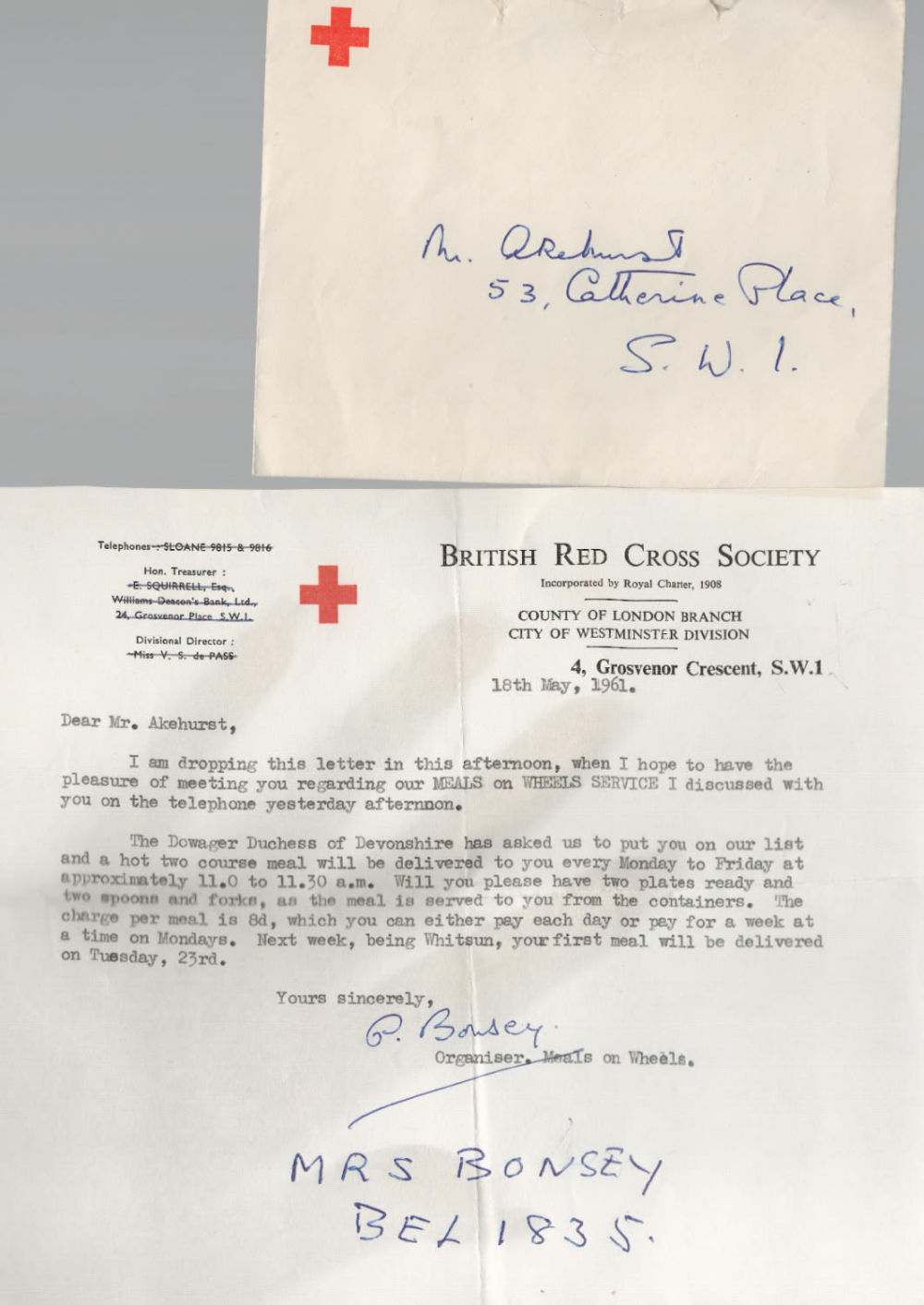 Lot 91: Vintage British Red Cross TLS Dated 18th May...