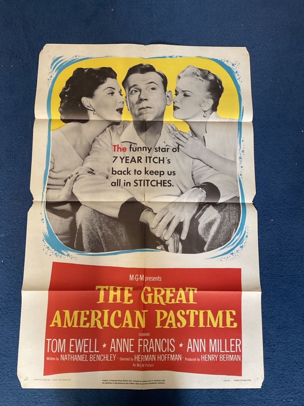 Lot 109: Original The Great American Pastime Colour Movie Poster...
