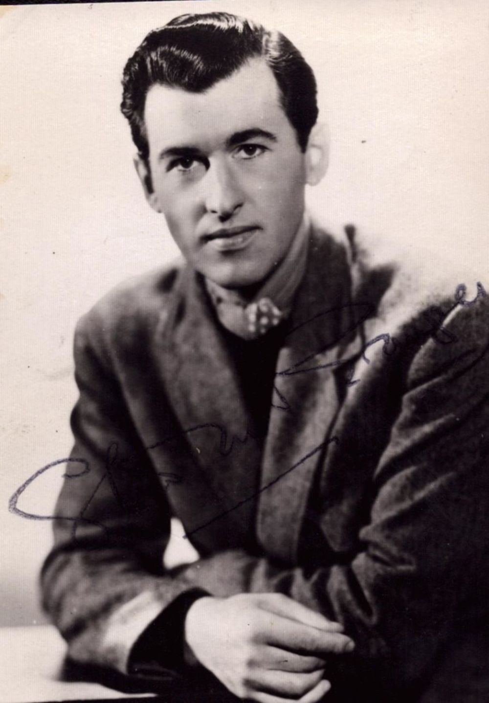 Lot 115: Stewart Granger signed 5x3 black and white vintage...