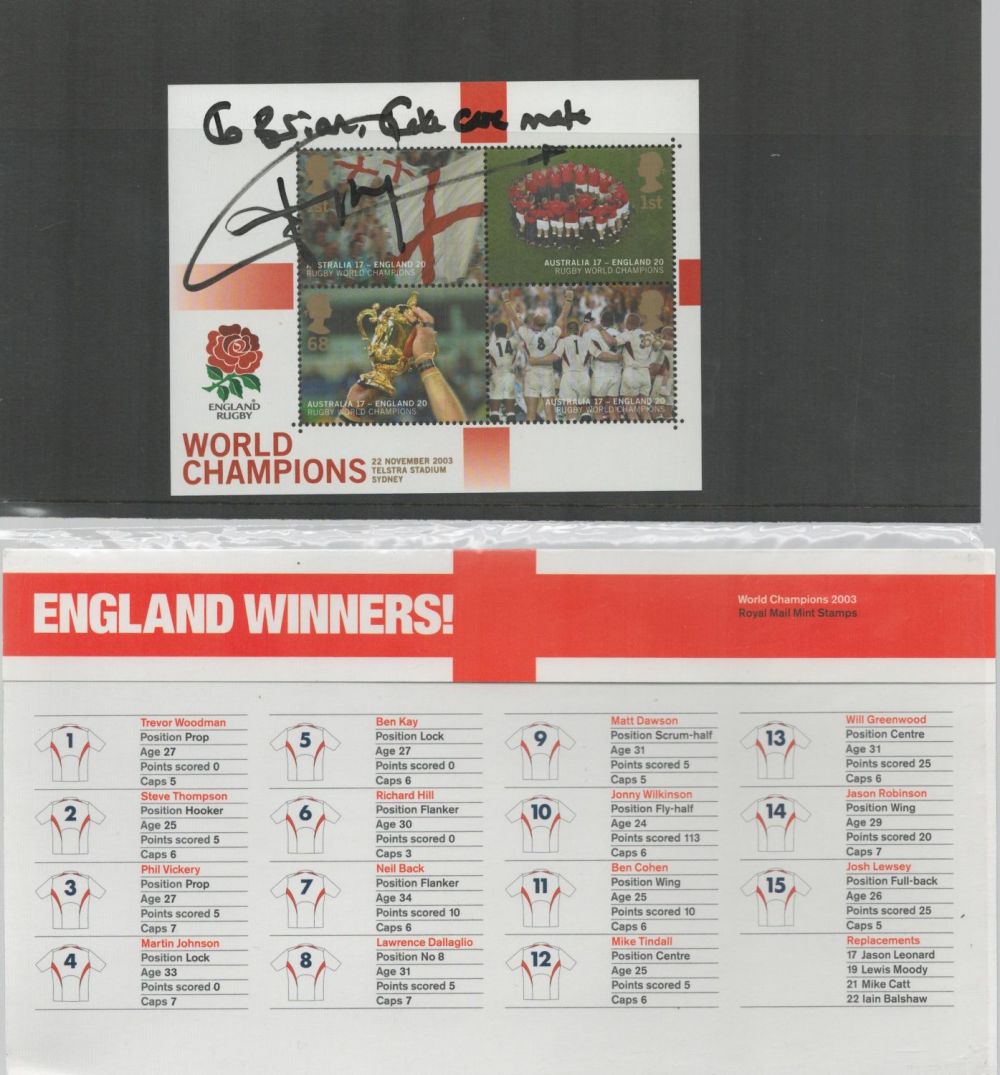 Lot 133: Jonny Wilkinson signed England Winners 2003 World Champions...